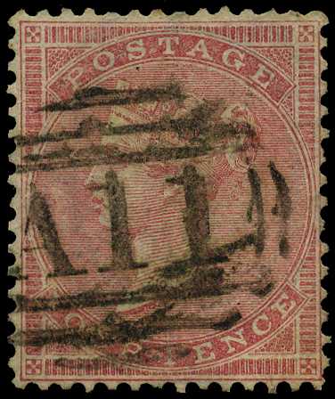 GB USED ABROAD: 1857 4d rose with large...
