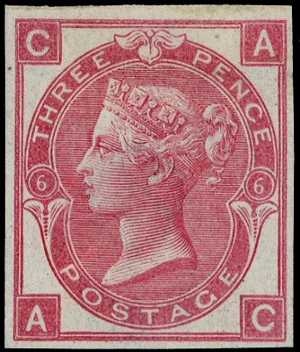 1870 3d Rose Pl.6. Very fine unused imperforate imprimatur lettered AC, small paper wrinkle at lower left. Scarce one of…