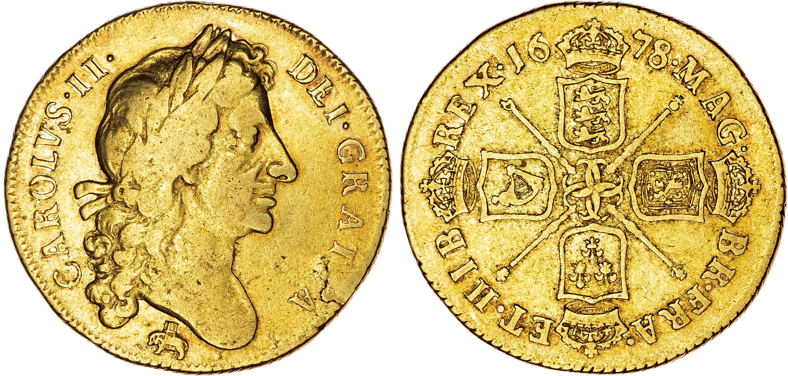 Charles II (1660-1688), AV Two Guineas, 1678.