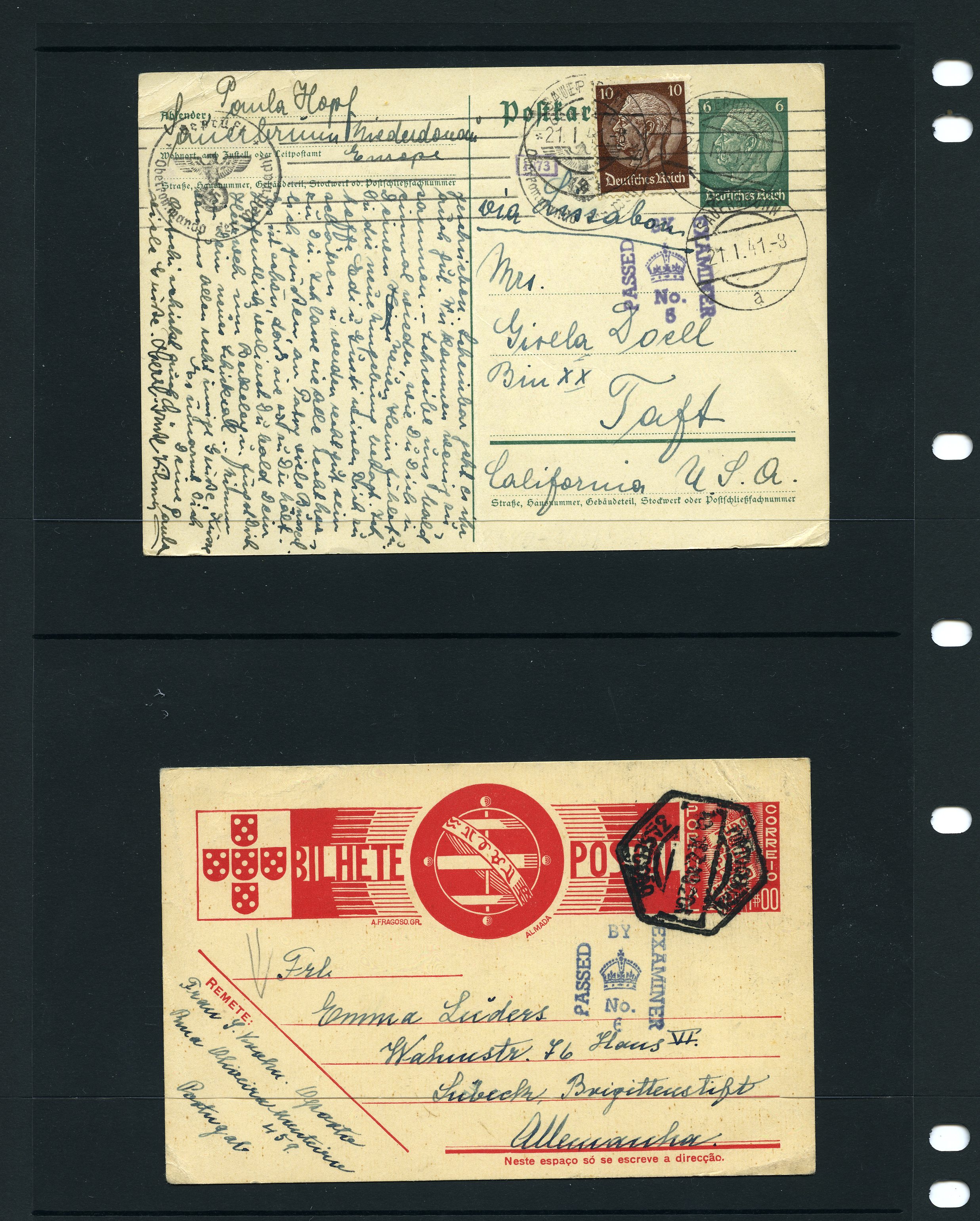 POSTAL HISTORY: 1940-1942 Postcards...