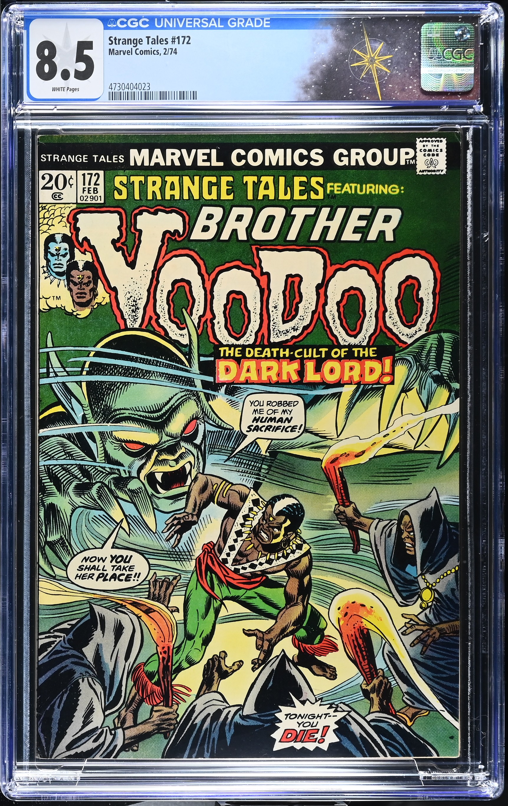 Strange Tales #172 CGC 8.5 Cover By Gil Kane "Fiend in the Fog" (Marvel Comics, 1974) White Pages