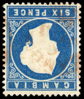 Gambia 1880-81 6d blue watermark inverted used SG 18Bw