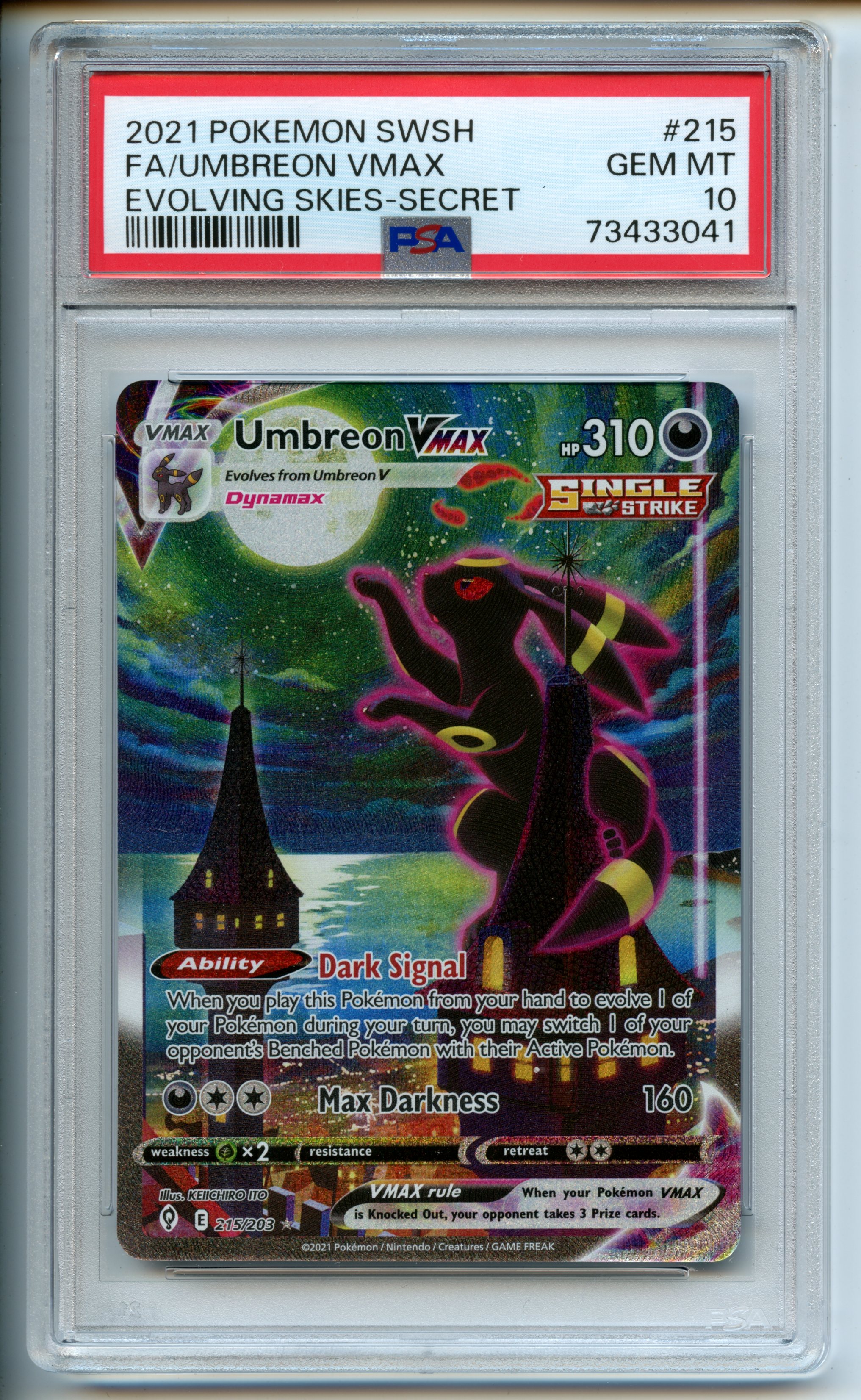 Pokemon TCG - Umbreon VMAX Secret Rare PSA 10 - Evolving Skies  - GEM MT