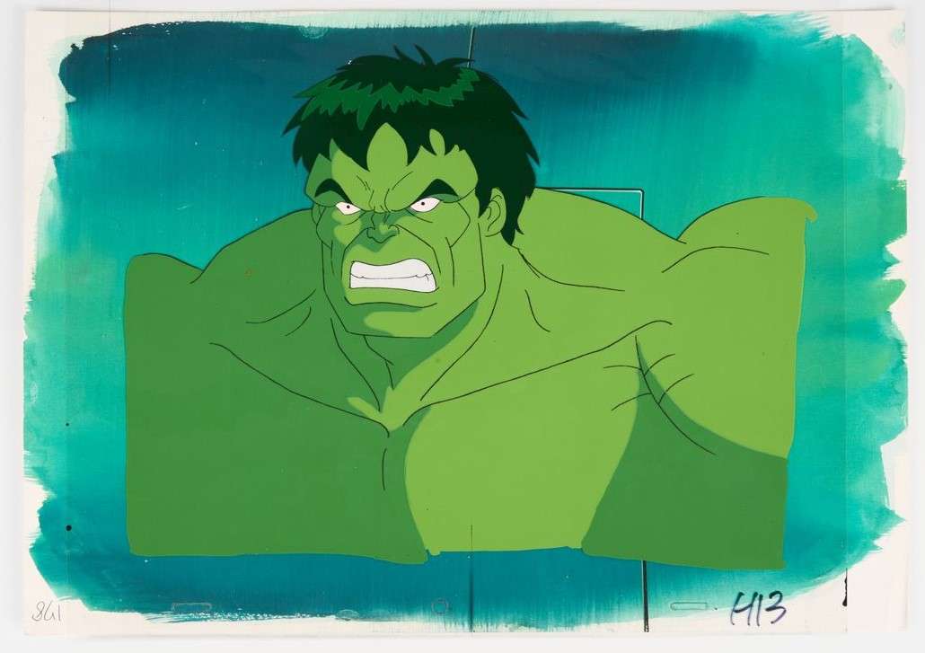 Incredible Hulk Animated Series Original Hand Painted Production Cel and Background (Marvel Studios, 1996-1997)