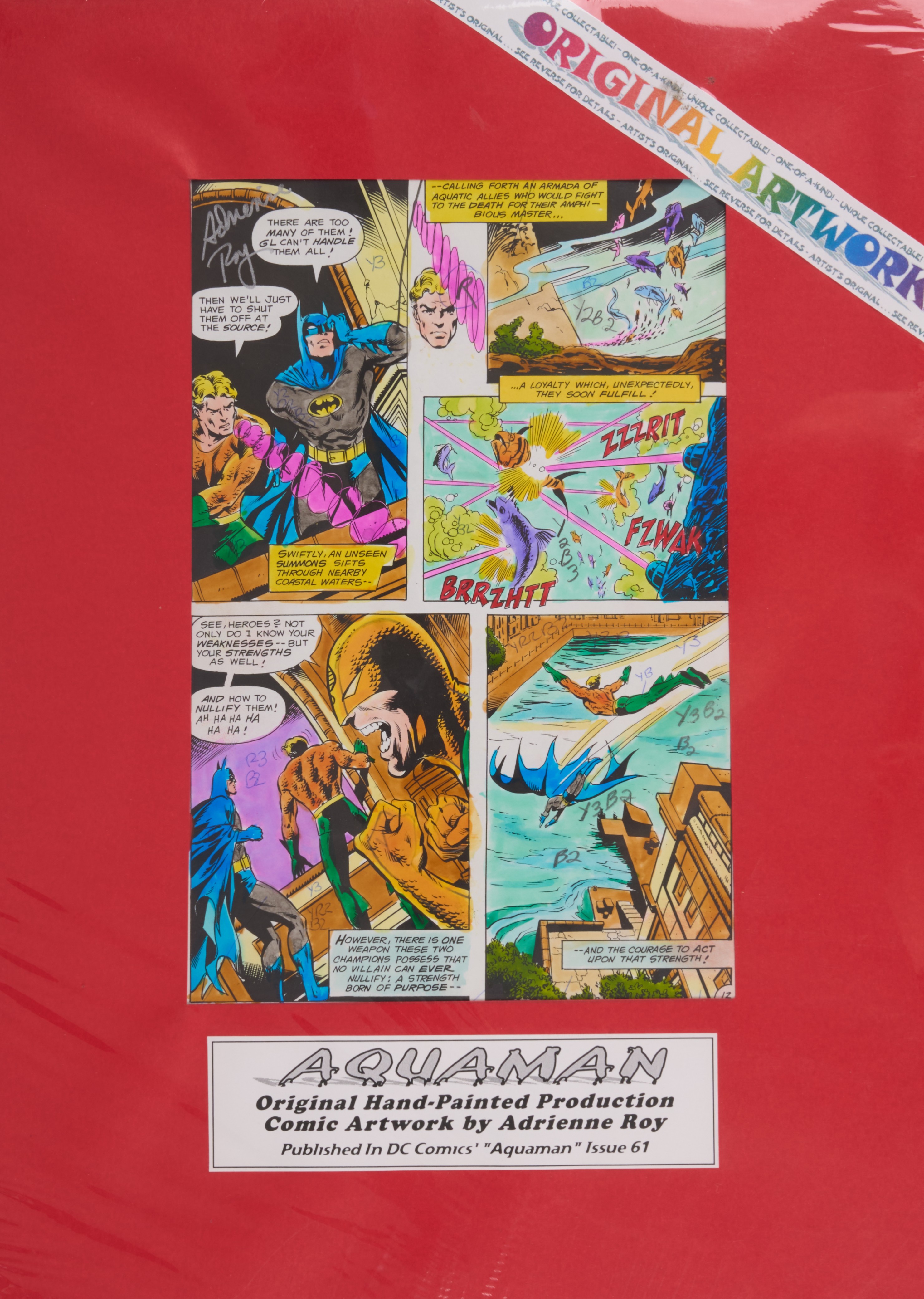 Adrienne Roy Original Hand Painted Artwork Aquaman/Superman/Trouble With Girls Total 4