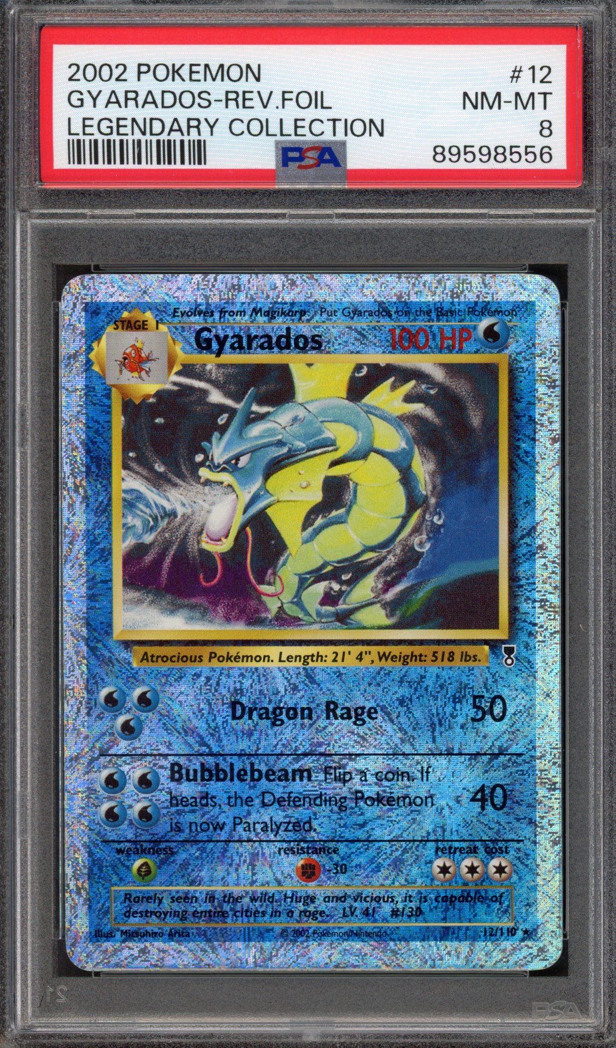 Pokémon TCG PSA 8 Gyarados 12 Reverse Foil, Legendary Collection