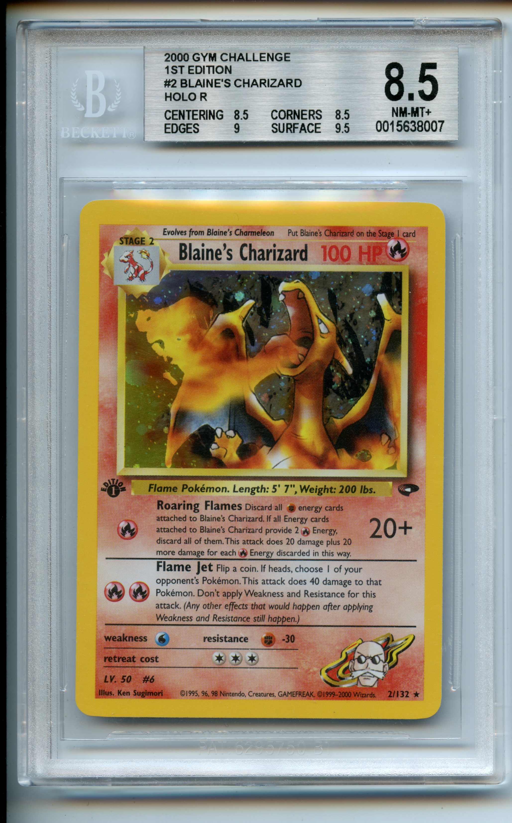 Pokemon TCG  - Blaine's Charizard  1st Edition  - Gym Challenge  - Beckett 8.5
