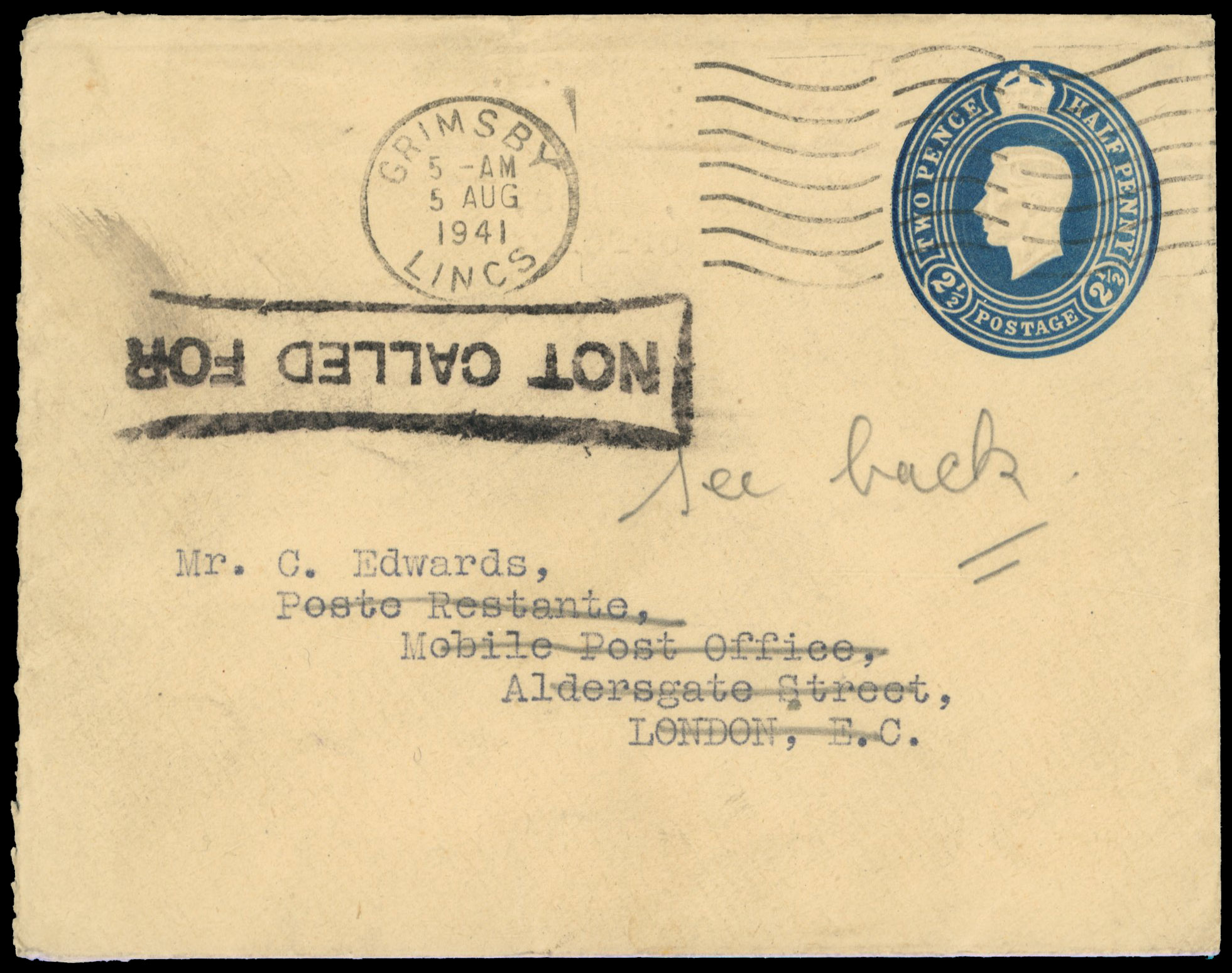 GB 1941 Mobile Post Office cover