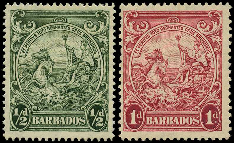 1942 ½d green perf 14 and 1939 1d scarlet...