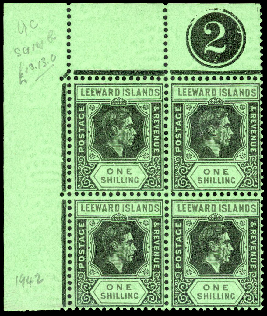 Leeward Islands SG 110bb Plate block mint