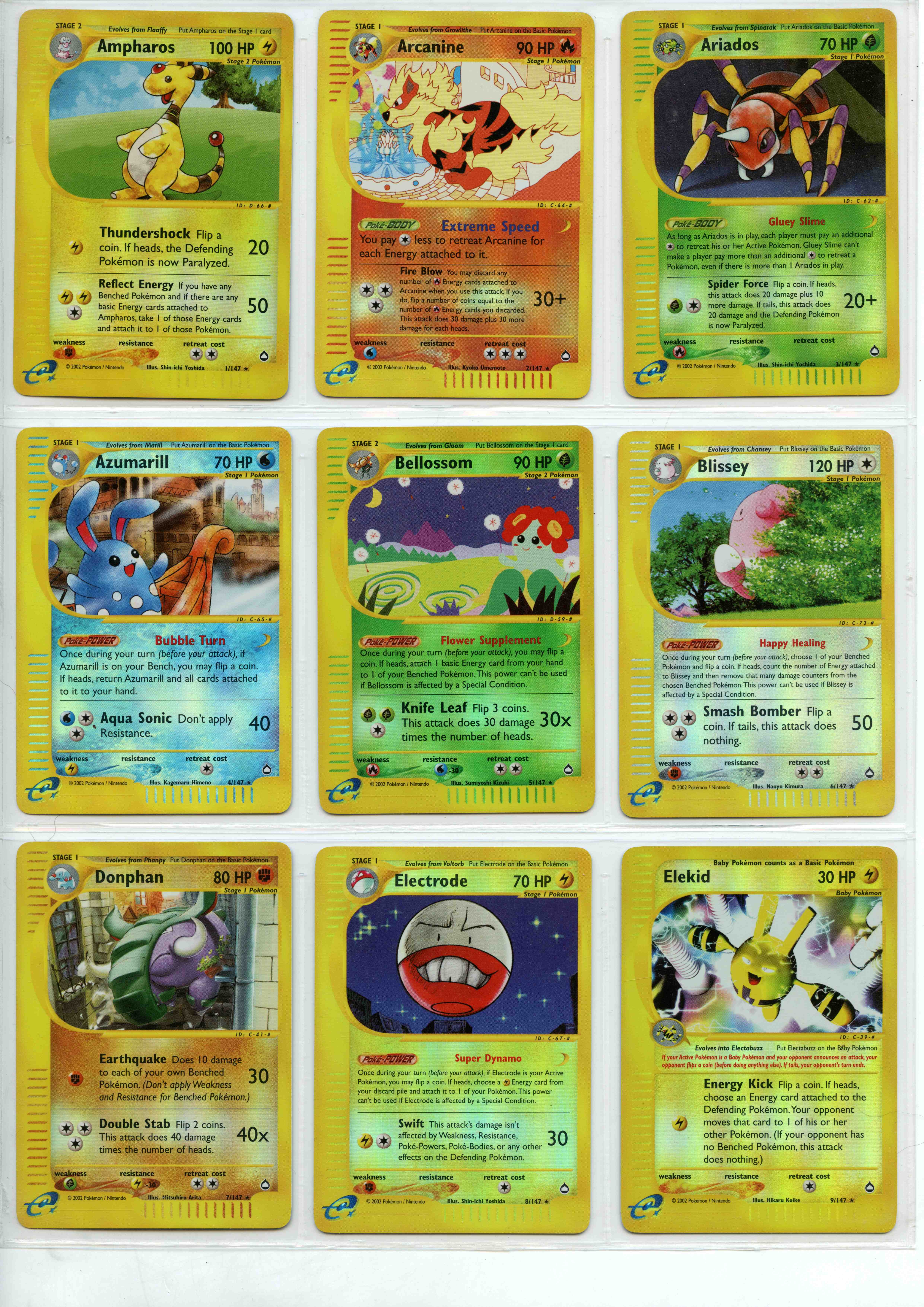 Pokemon TCG - Aquapolis Reverse Holo Rare, Uncommon & Common - Complete Set 147/147