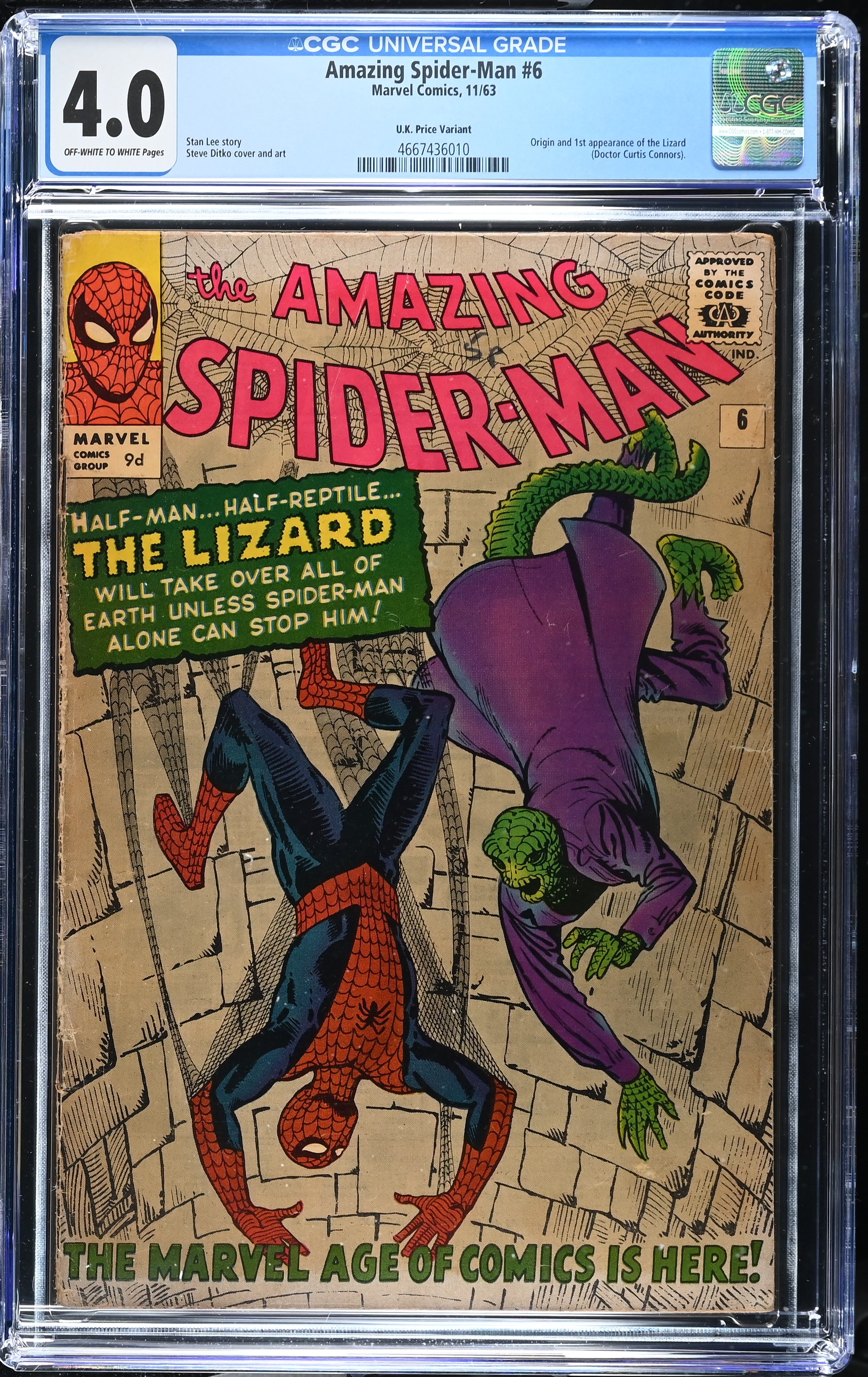 Amazing Spider-Man #6 (Marvel Comics 1963) CGC 4.0 First Lizard