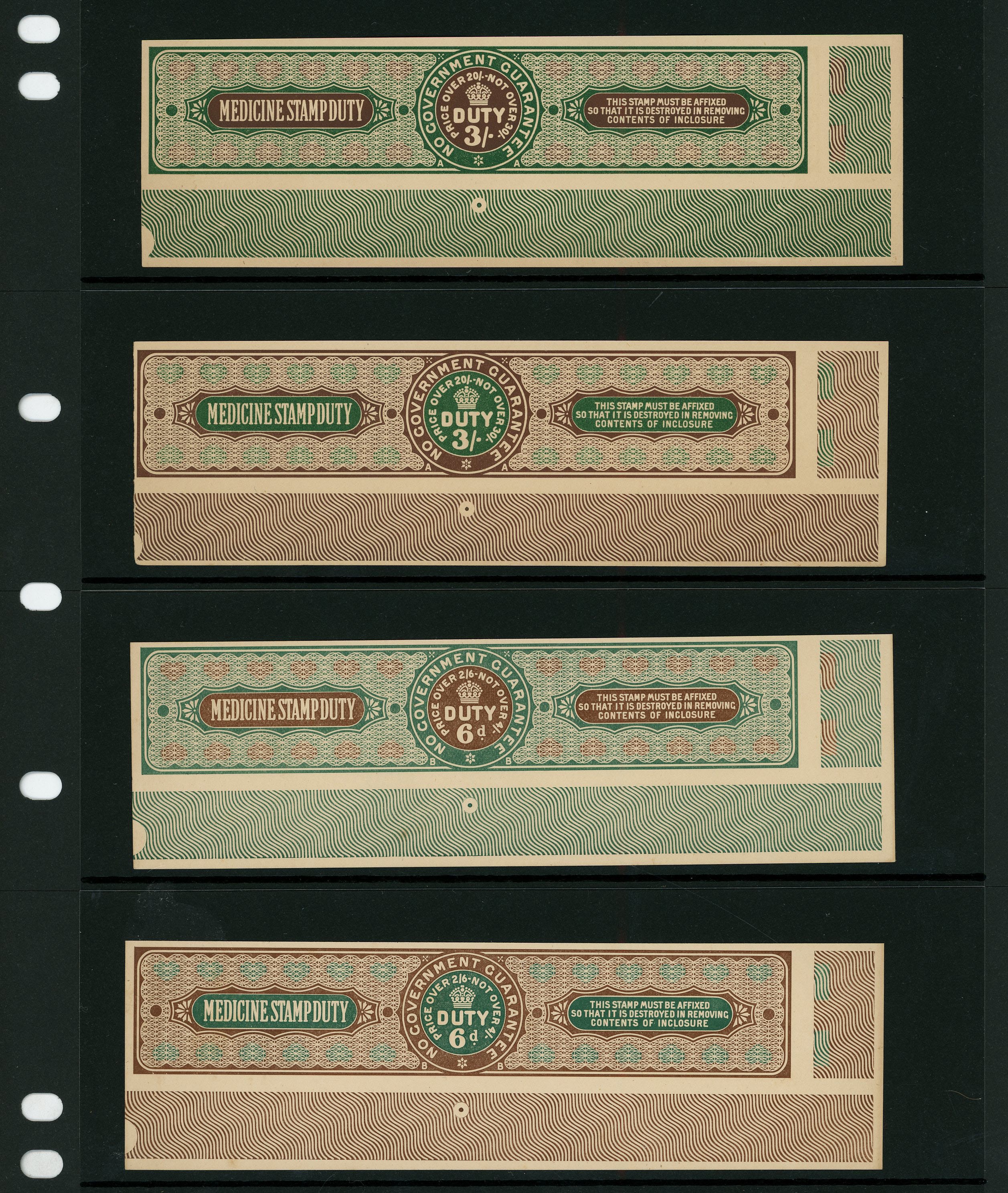Medicine Duty: 1911 group of six imperforate proofs,...