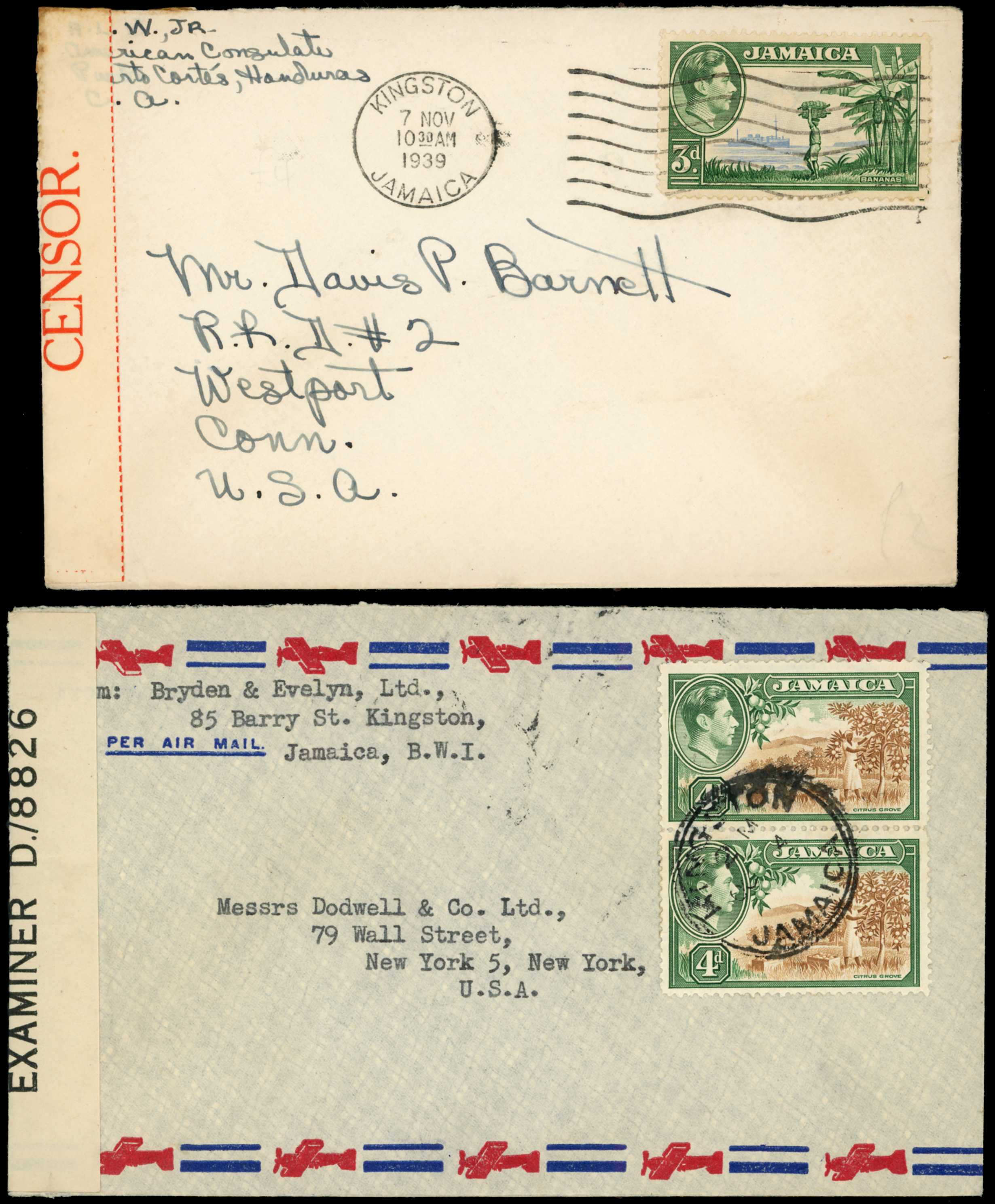 1939-1945 Collection of Jamaican censored...