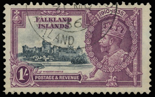 1935 Silver Jubilee 1s slate and purple, variety...