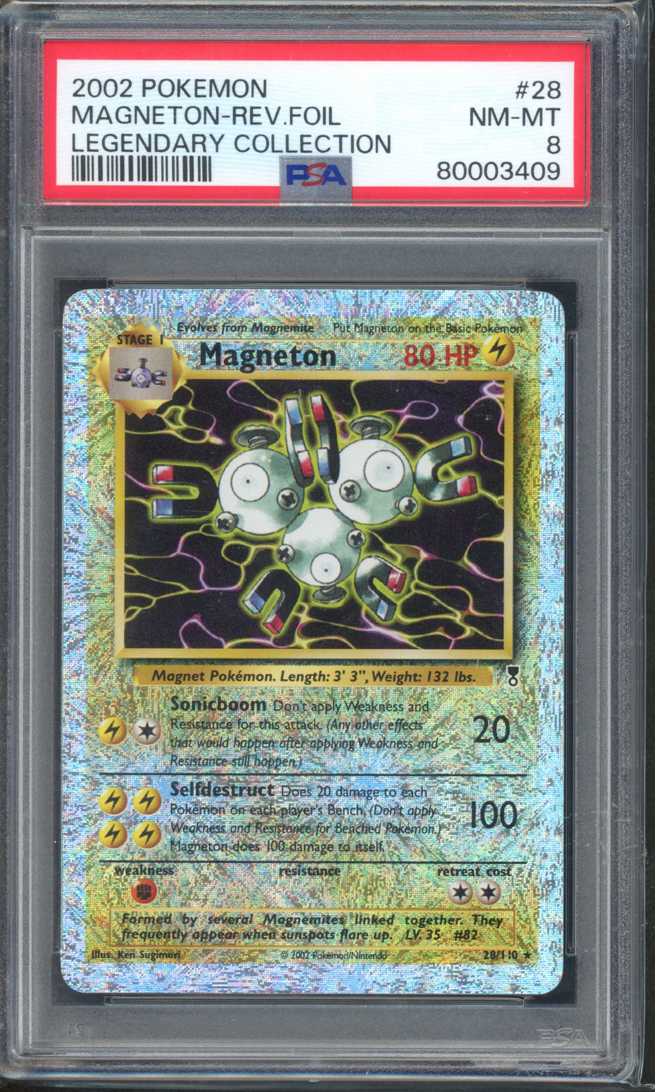 Pokemon TCG - PSA 8 Magneton Reverse Foil - Legendary Collection