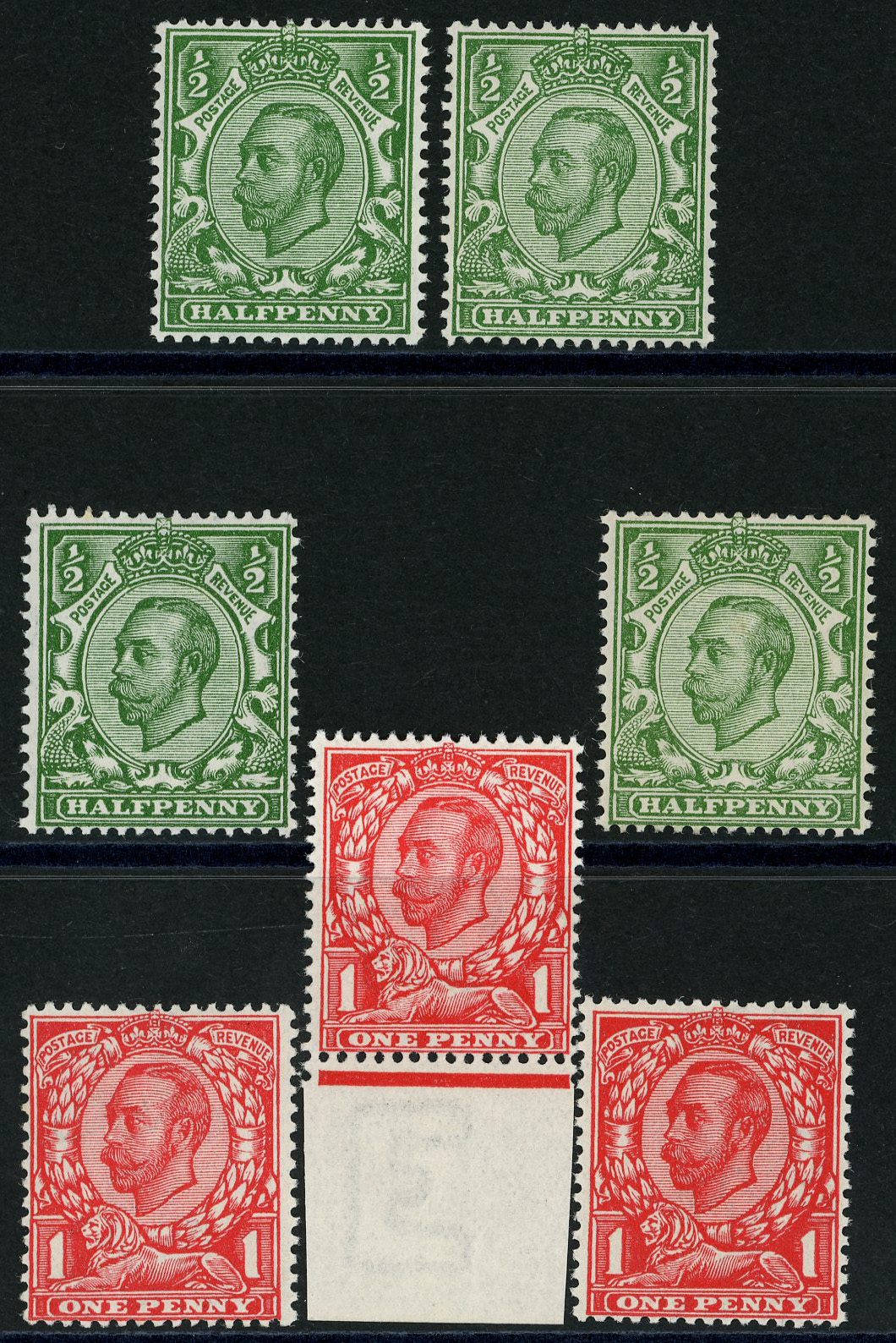1912 Simple Cypher ½d and 1d shades,...