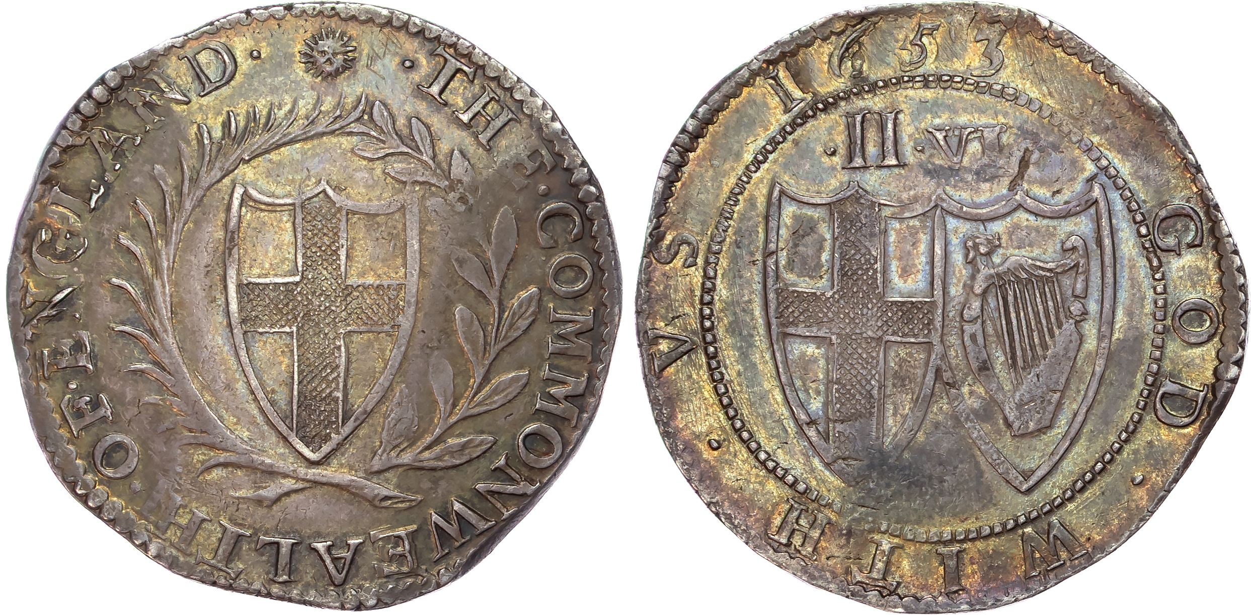 Commonwealth (1649-1660, Halfcrown, mm. sun, 1653