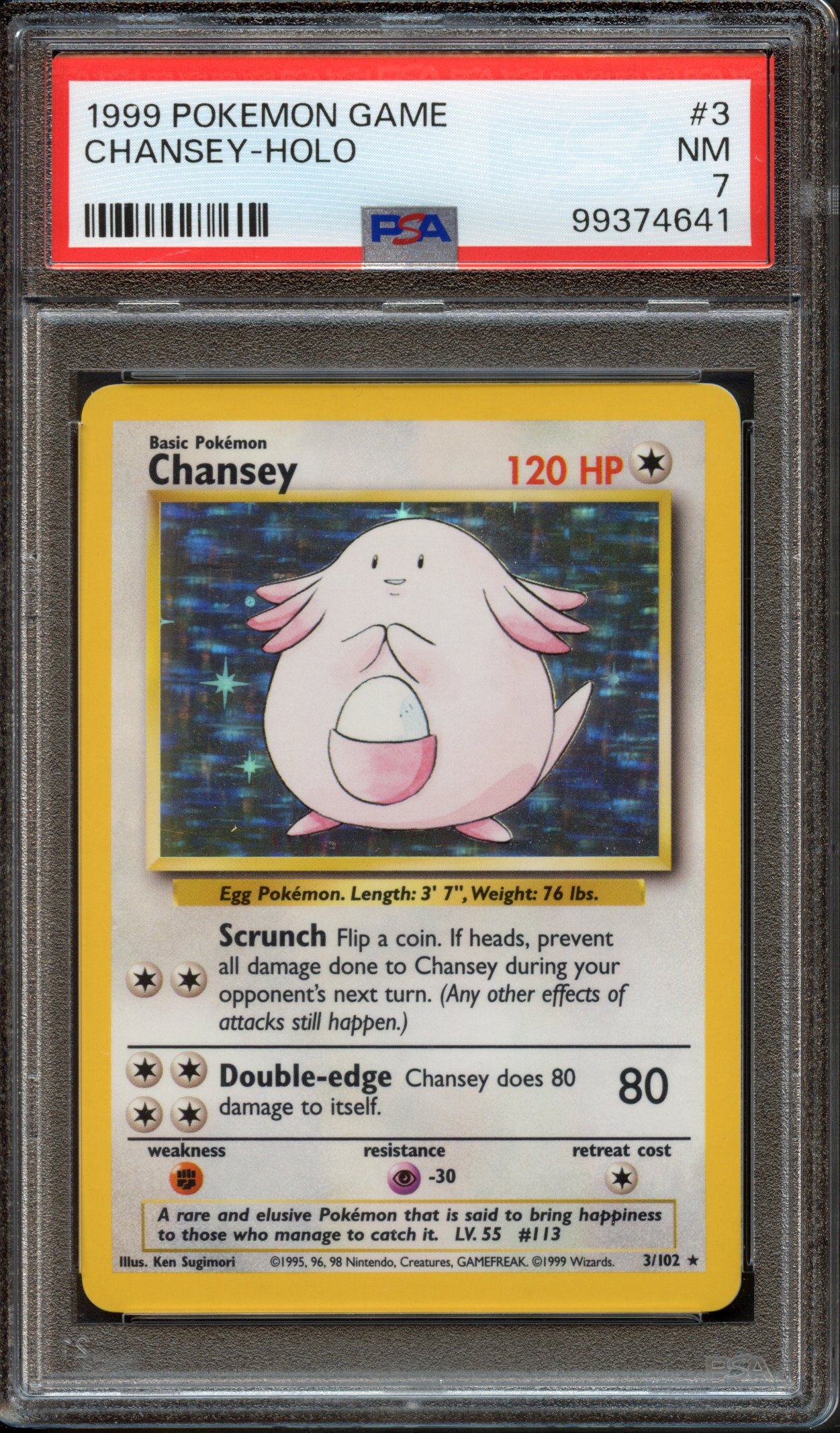PSA 7 Chansey Holo #3 - Base Set Unlimited 1999