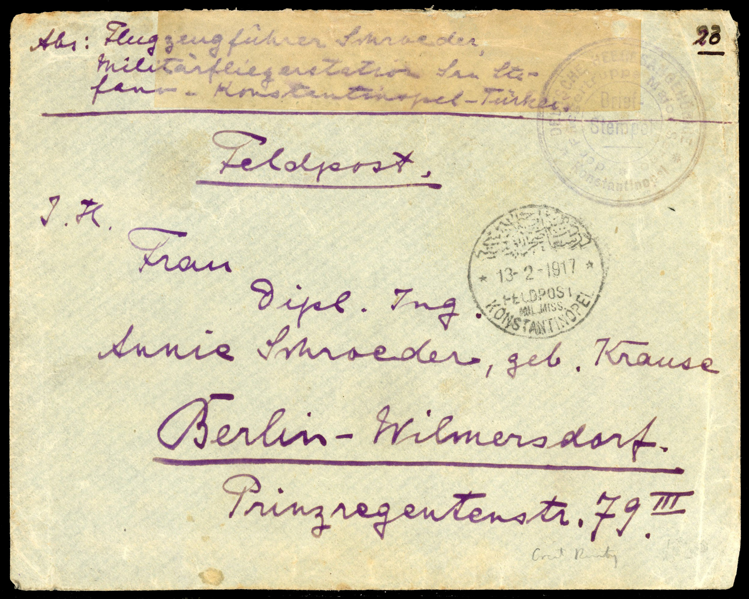 Turkey 1917 censored Feldpost cover to Berlin