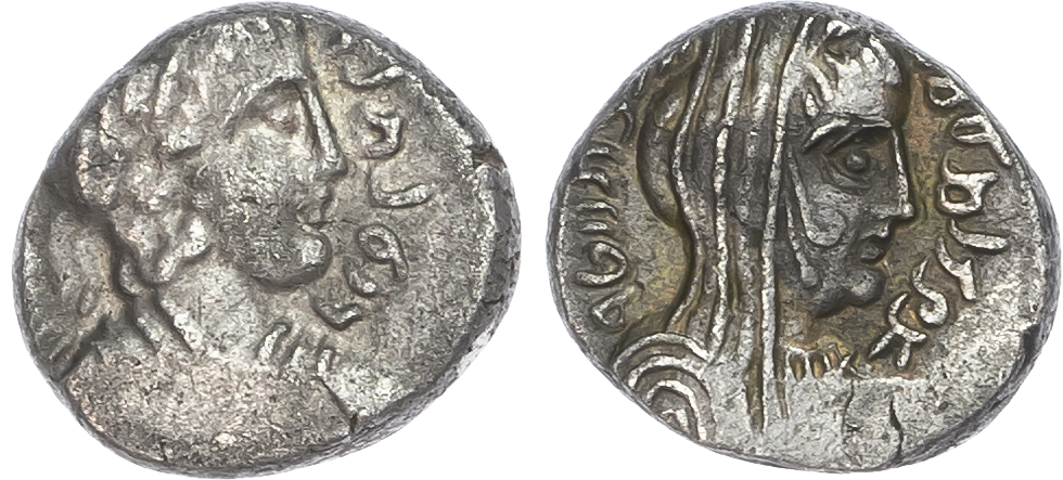 Nabataea, Rabbel II, with Shuqilat II (c. AD 70/1-105/6) AR Sela / Drachm, Petra, 3.72g. 