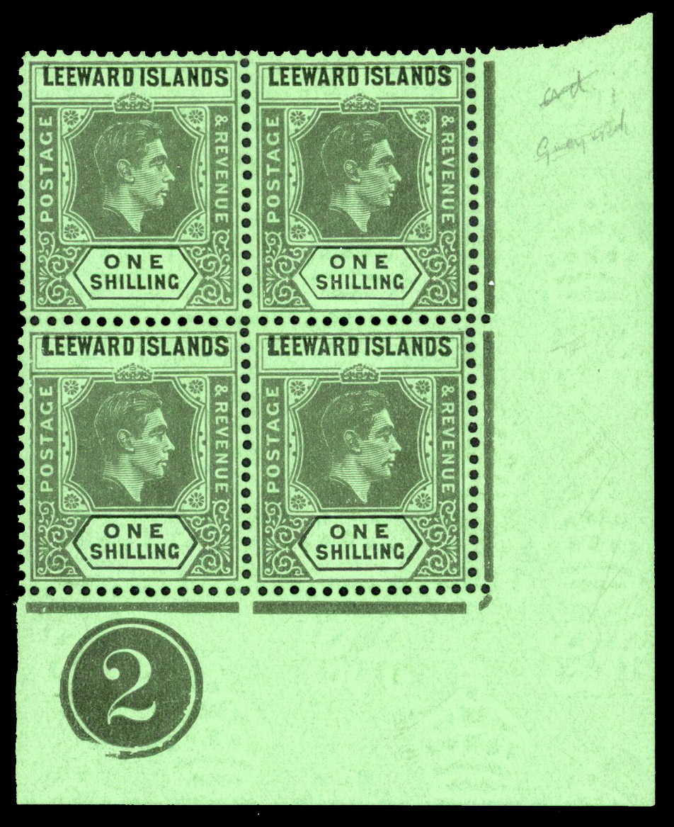 Leeward Islands SG 110bab Plate block mint