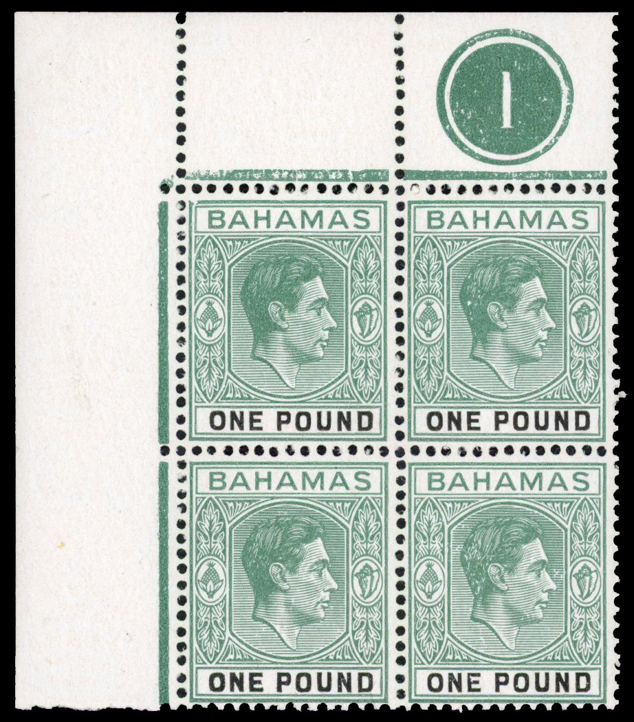 Bahamas SG 157b Plate block mint