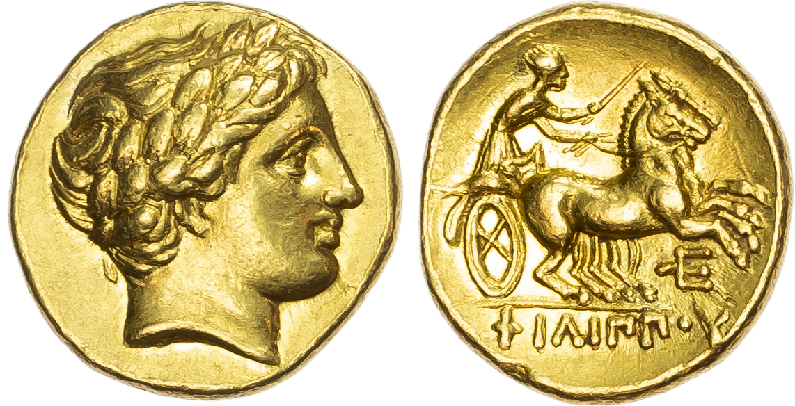 Kingdom of Macedon, Philip II (359‑336 BC) AV Stater, posthumous issue, mint of Amphipolis, 8.61g.