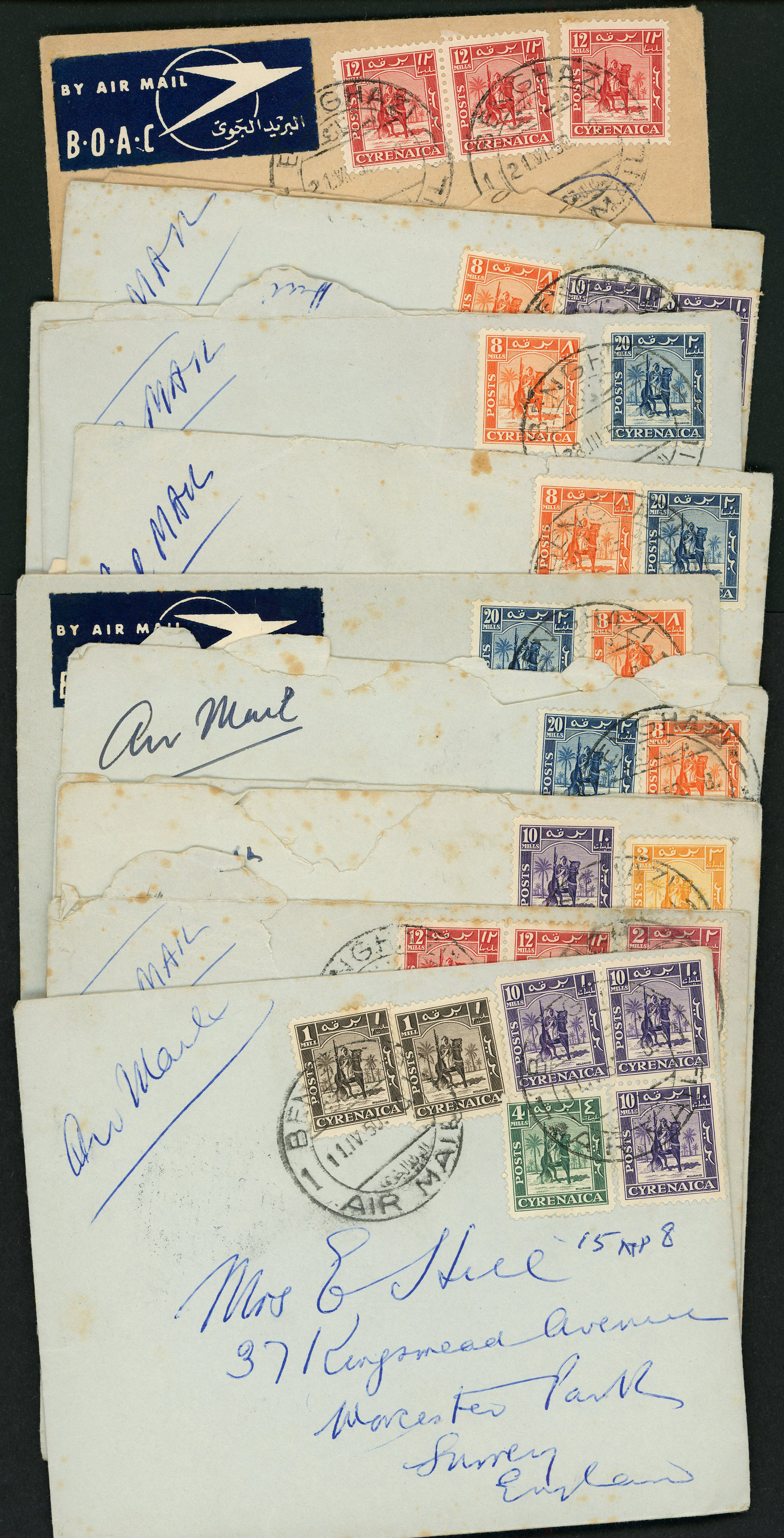 1950 fifteen commercial envelopes to...
