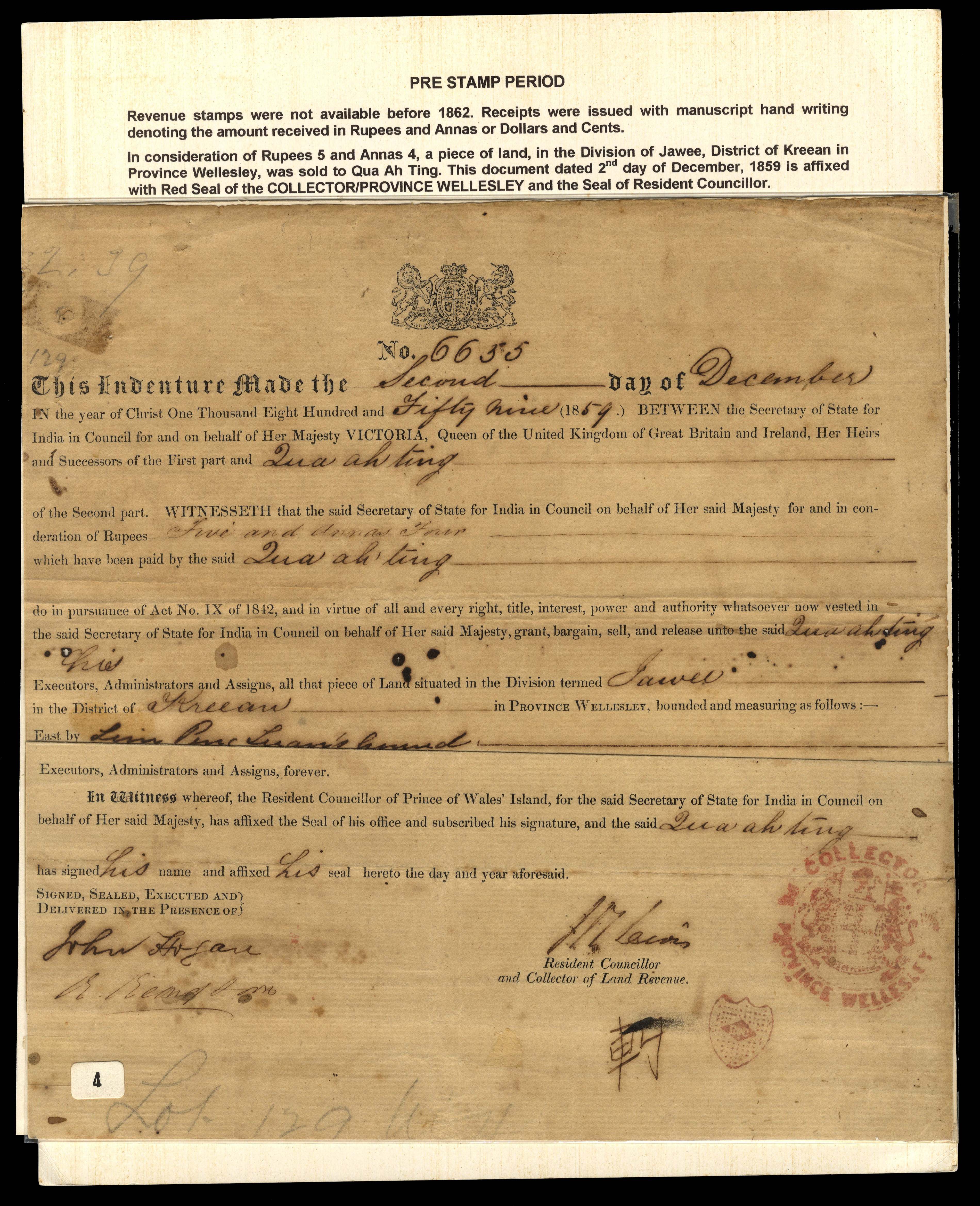 Penang Revenue three early documents