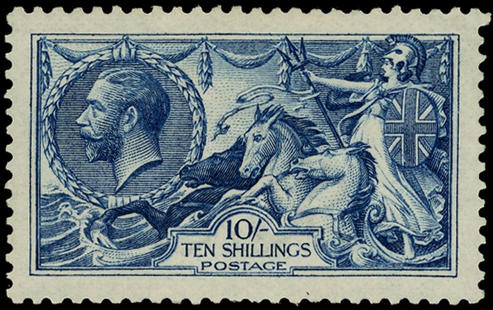 1913 10s deep (intense) bright blue, RPS certificate