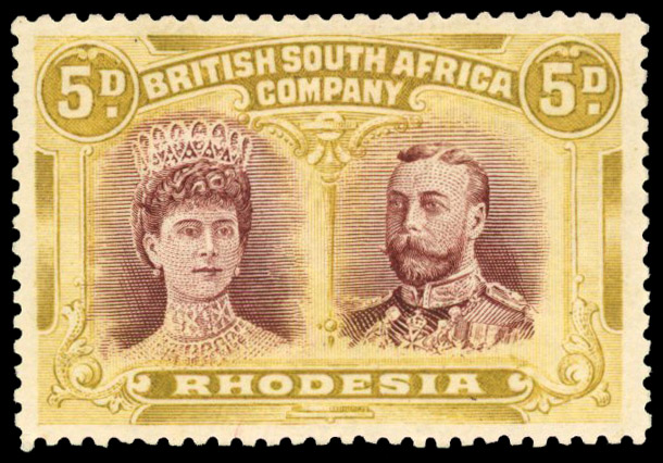 SG 141ab 5d purple-brown and ochre, #20 mint