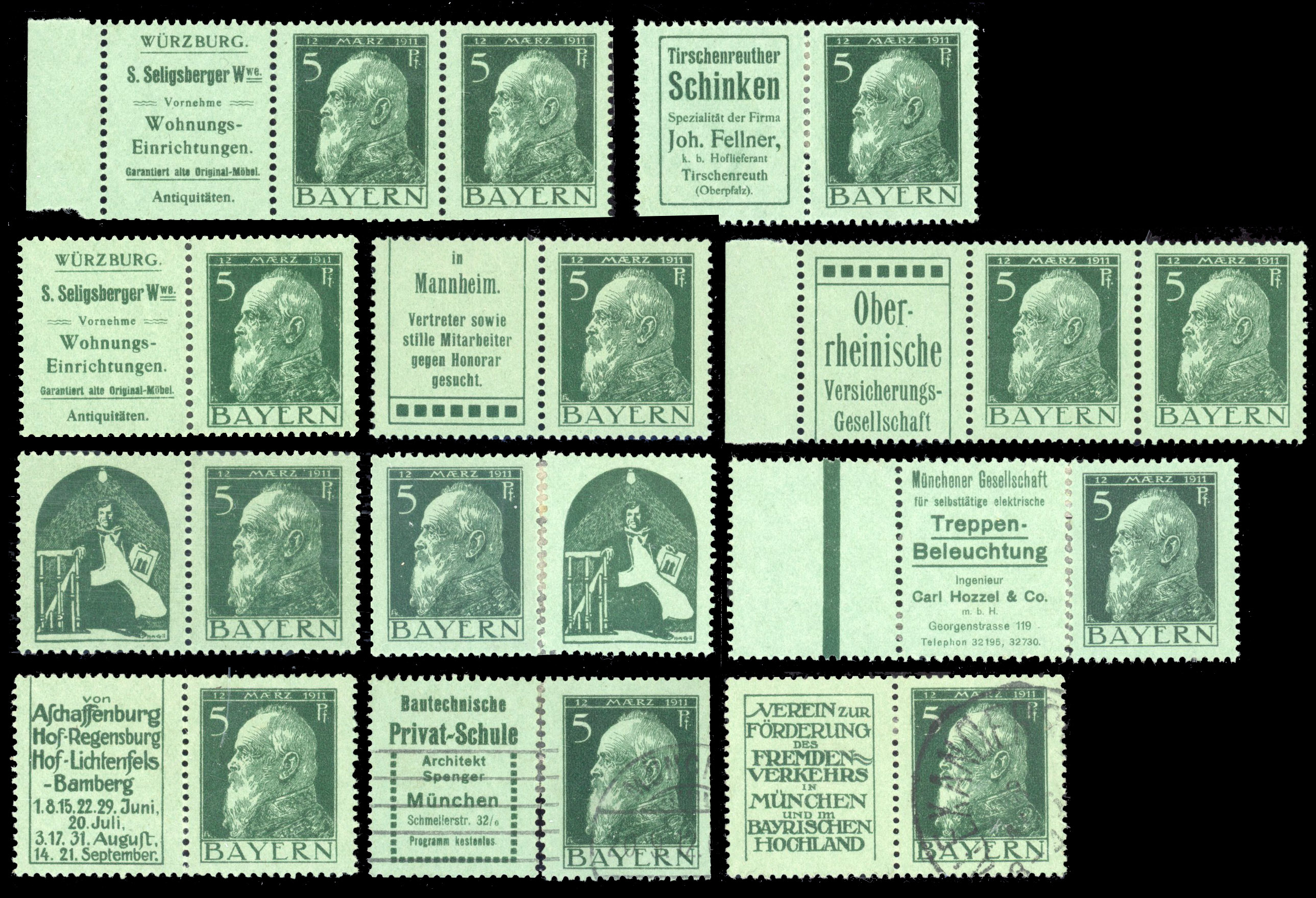 German States Bavaria 1910s booklet combinations