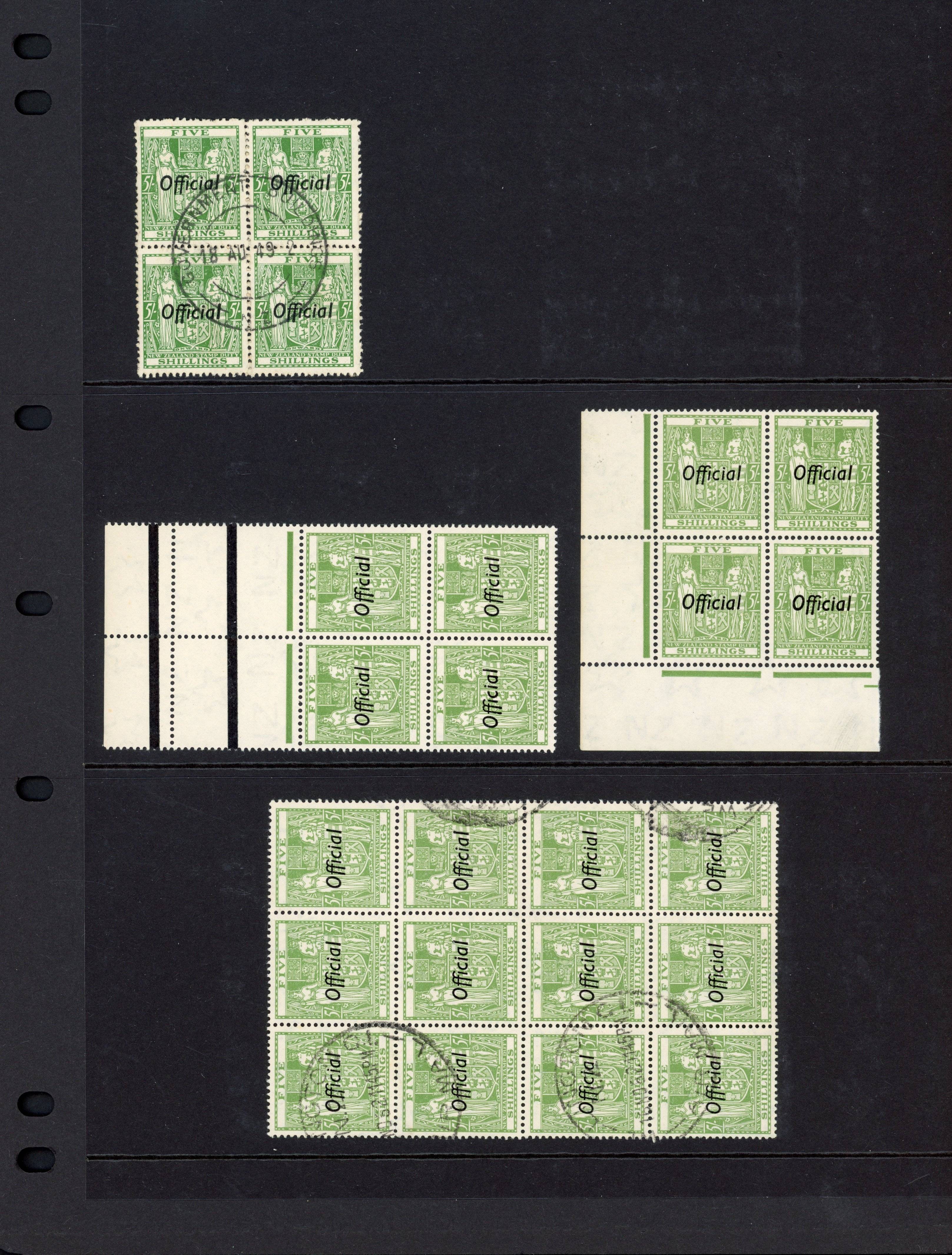 NZ SG O133, b Official 1943-61 5s multiples