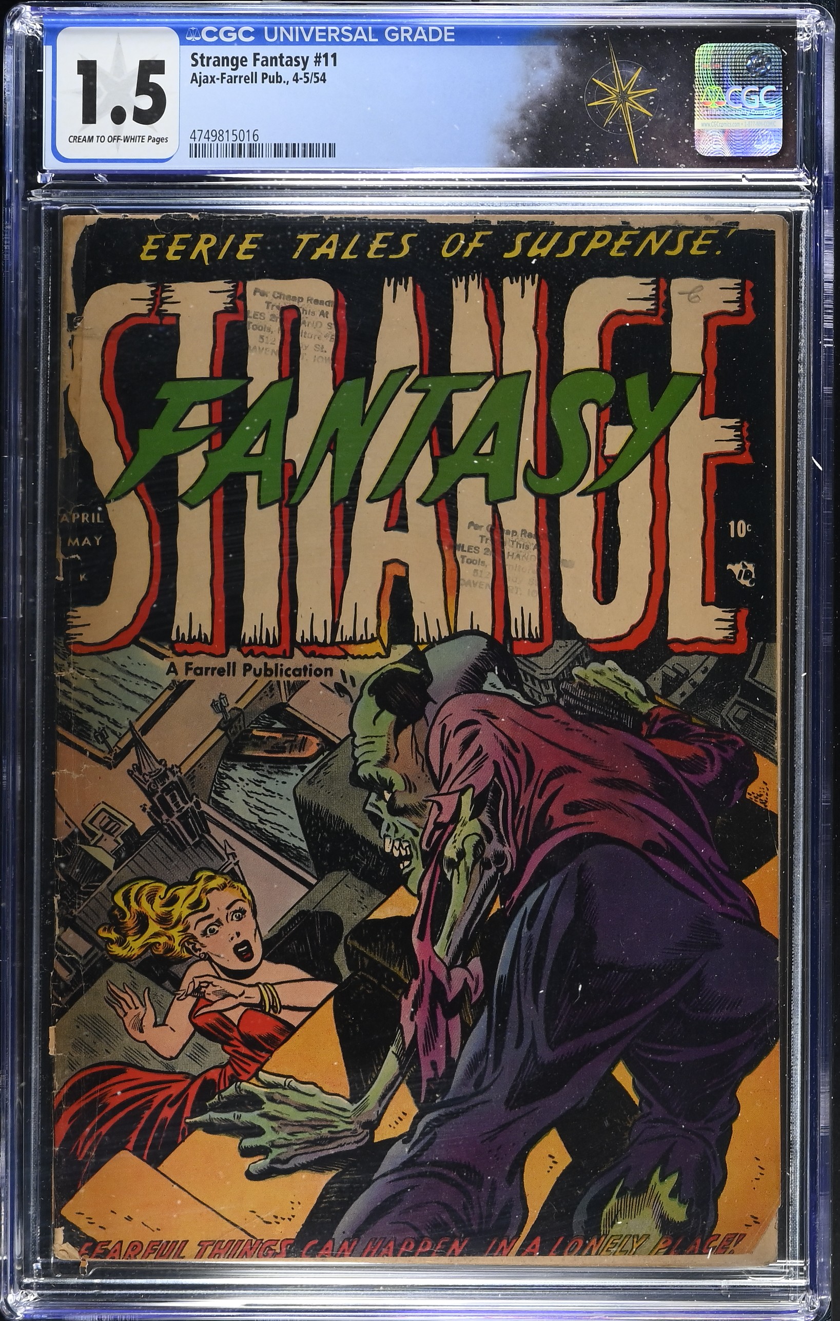 Strange Fantasy #11 CGC 1.5 Robert Webb Art (Ajax-Farrell Pub., 1954) Cream to Off-White Pages