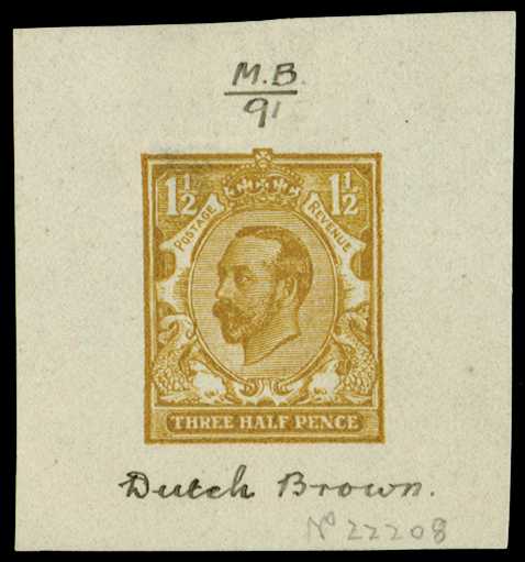 1910 1½d Hentschel colour essay. Very...