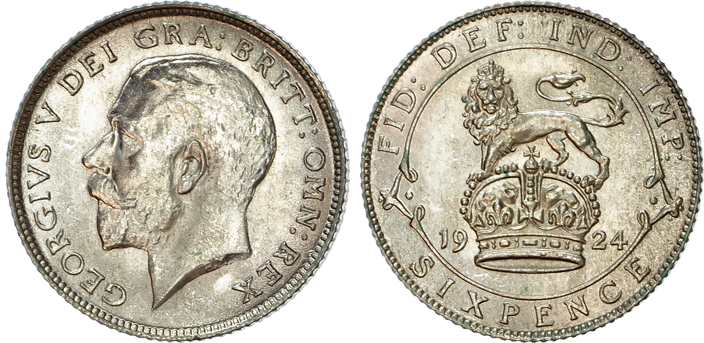 George V (1910-1936) Sixpence, 1924.