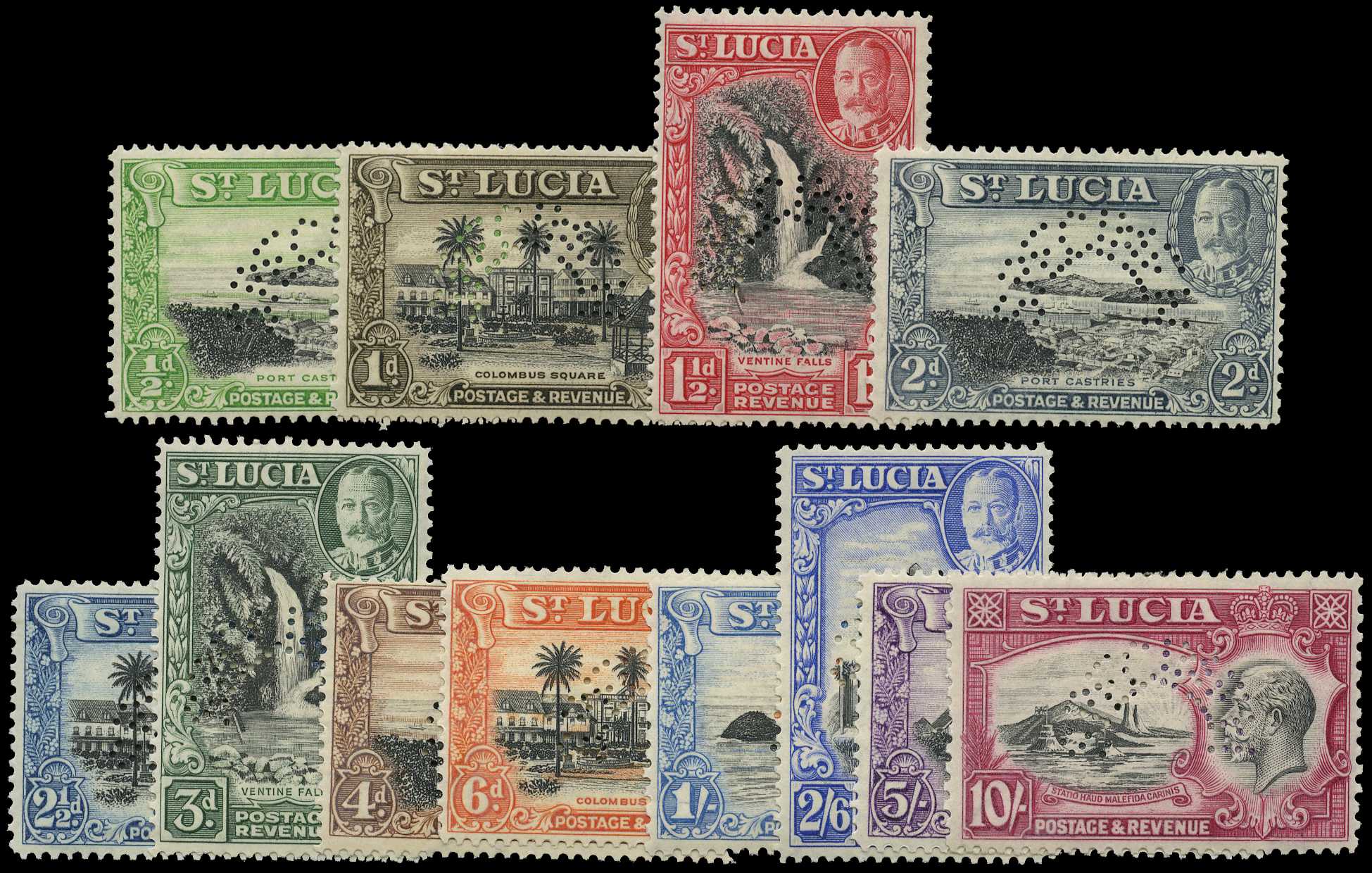 1936 set of 12 perforated 'Specimen', Type...
