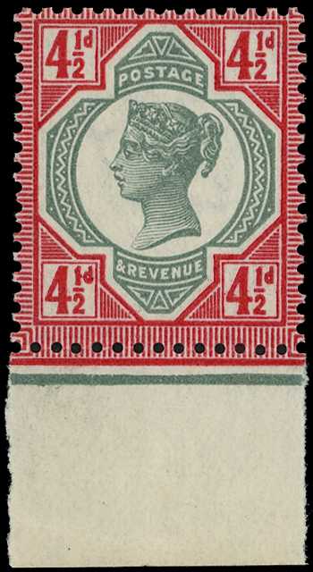 1892 4½d green and deep bright carmine,...