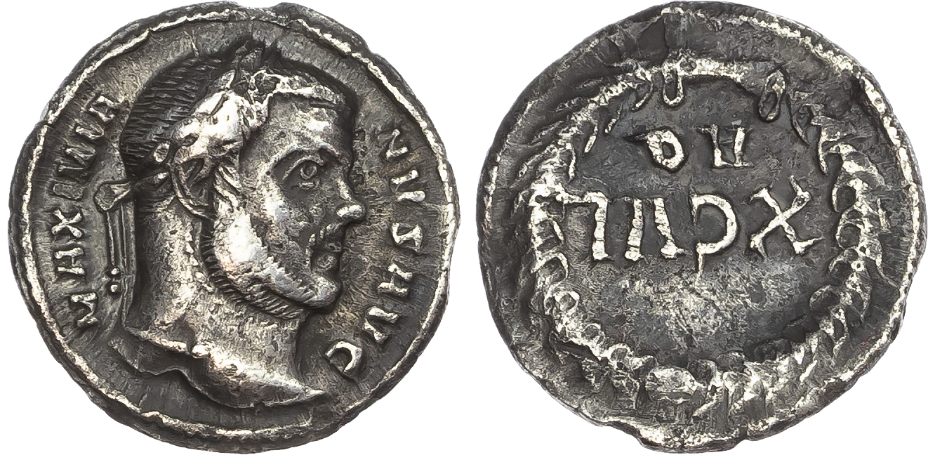 Maximian, First Reign (AD 286-305) AR Argenteus, Aquileia, AD 300, 3.10g.