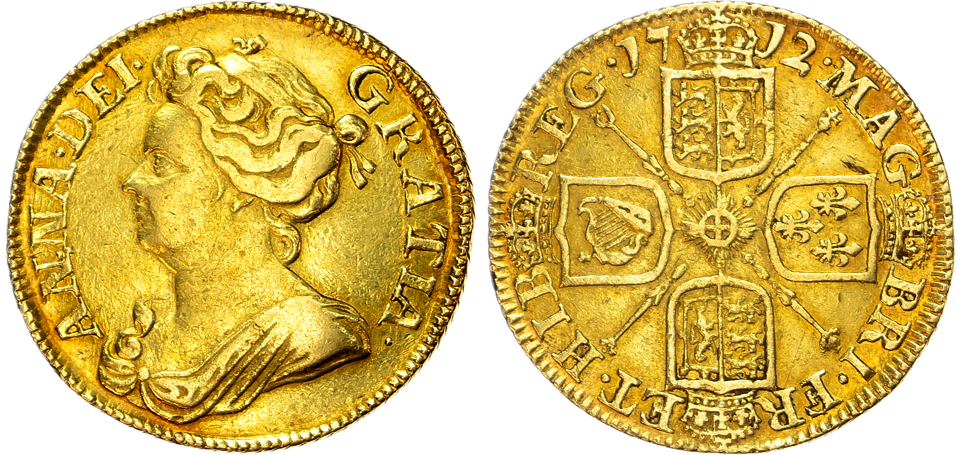 Anne (1702-1714) Guinea, 1712, post-union with Scotland.