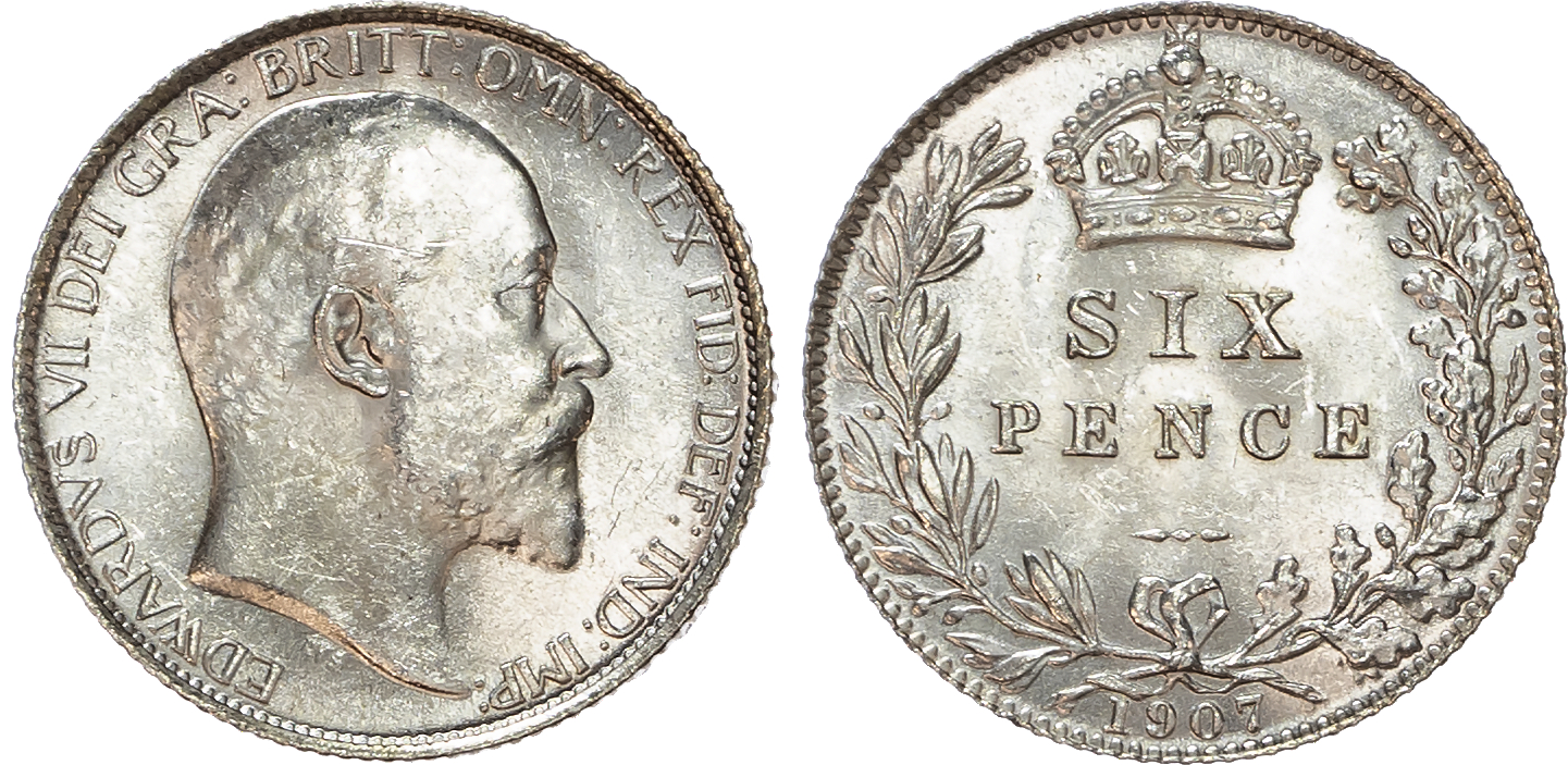 Edward VII (1901-1910) Sixpence, 1907.