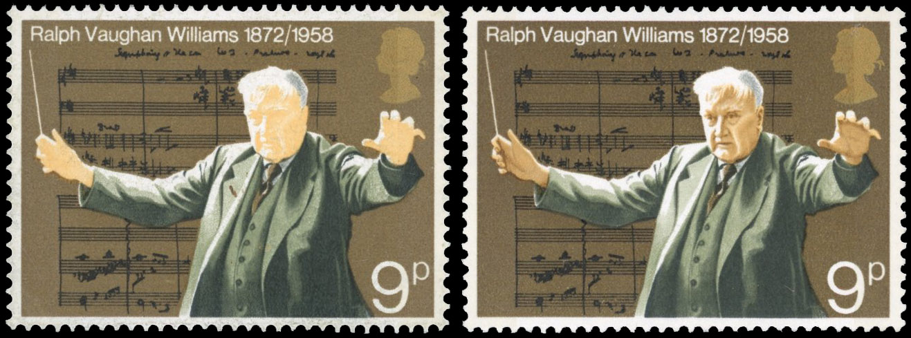 GB 1972 9p Vaughan Williams missing brown mint