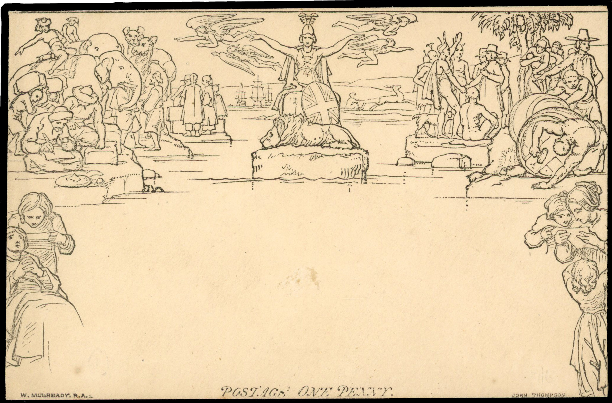 1840 Mulready 1d envelope, Forme 4 ‘A172’, fine unused SG ME2