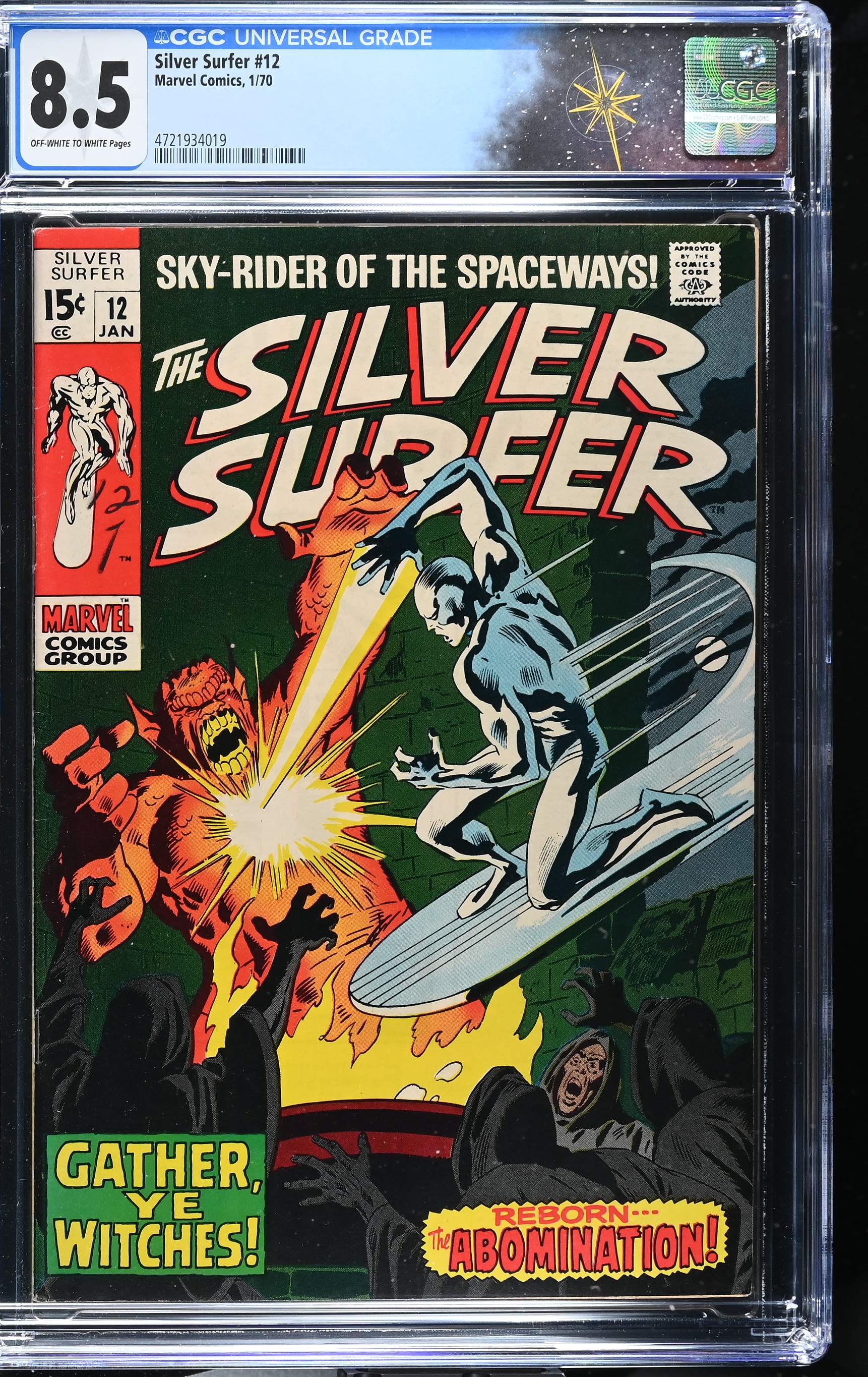Silver Surfer #12 CGC 8.5 "Gather, Ye Witches!" (Marvel Comics, 1970) Off-White to White Pages