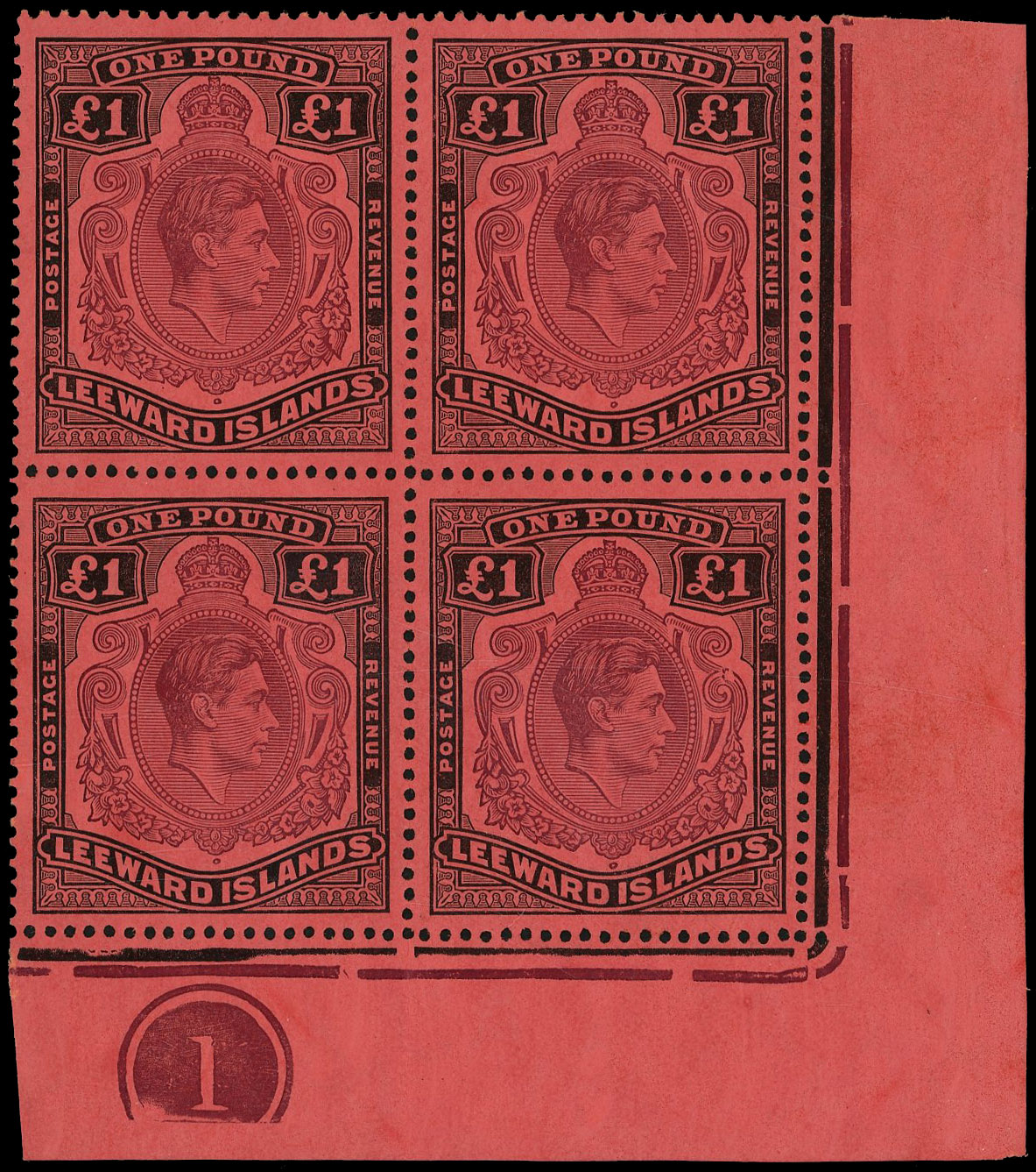 Leeward Islands SG 114ad, ae block mint