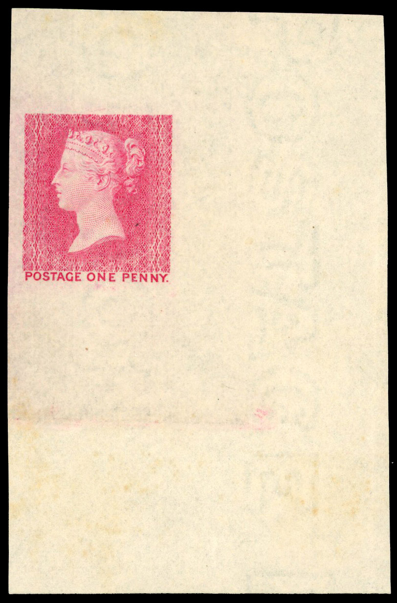 1902 1d Proof of the first (Later rejected) in Rose-carmine