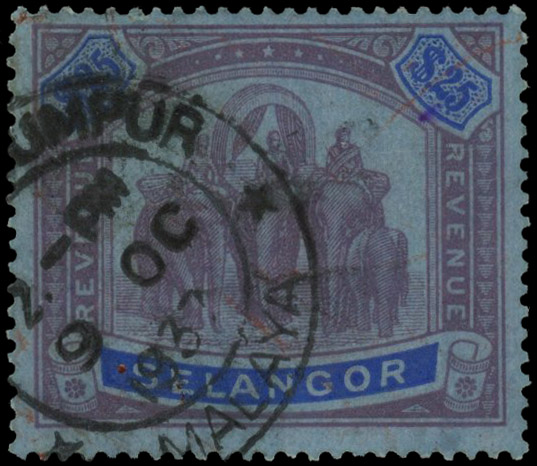 Selangor Revenue 1936 $25 postally used