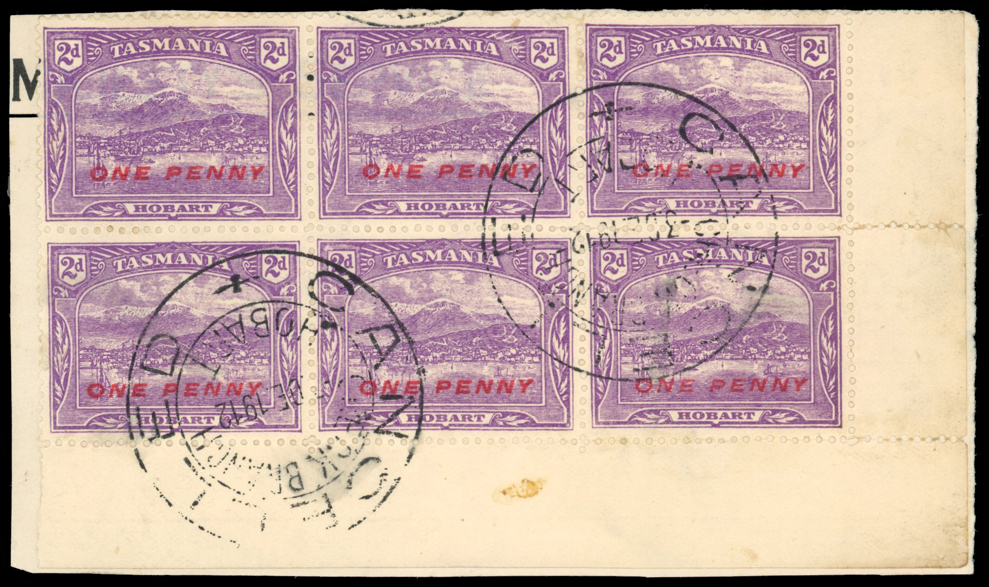 Tasmania postmarks Check Branch Hobart piece