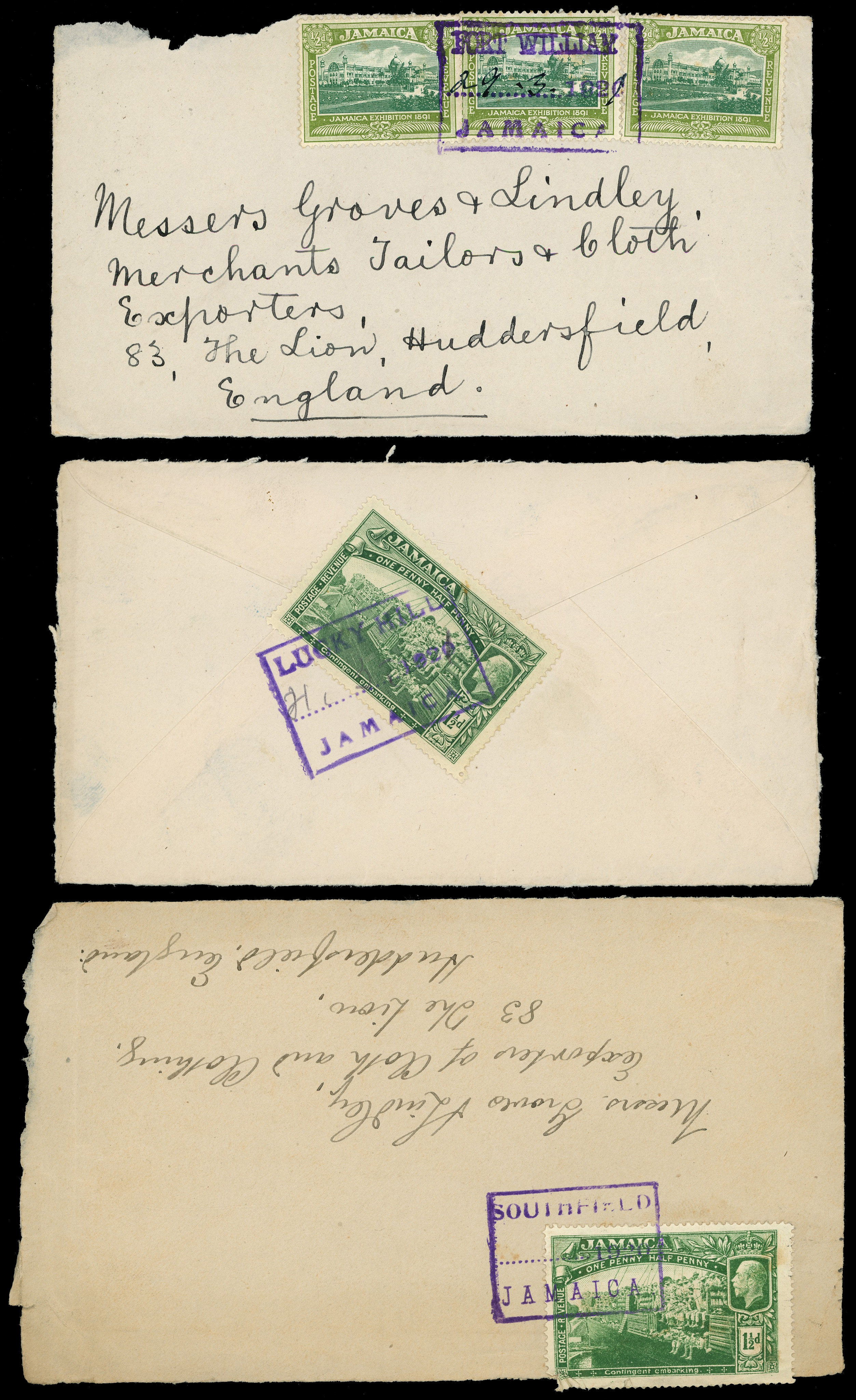 POSTAL HISTORY: 1920-21 trio of fronts...